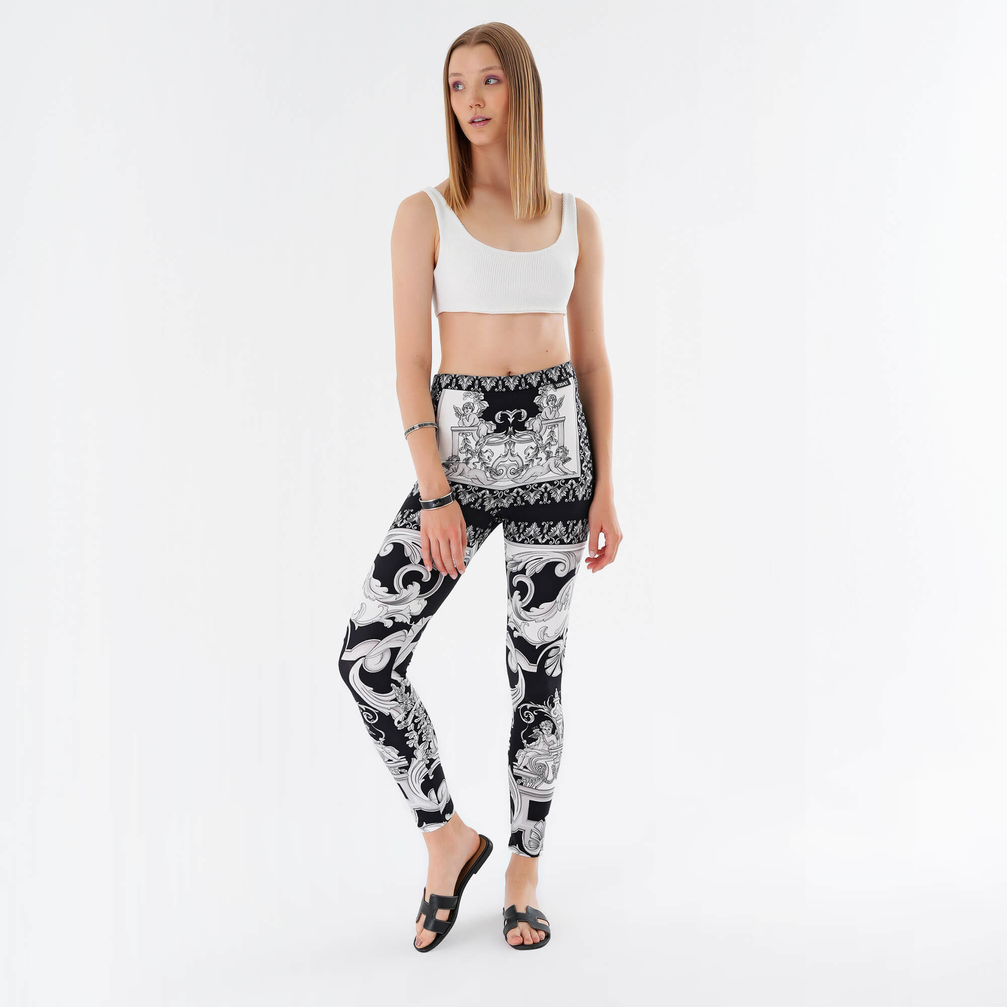 Versace- Silver Baraque Printed Leggins - IT42 